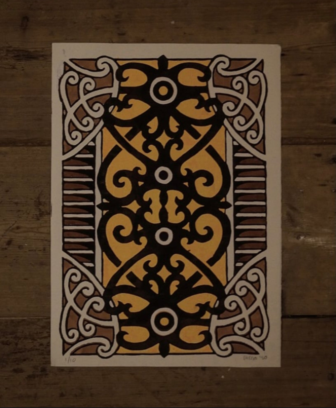 A3 4 colors reduction lino print