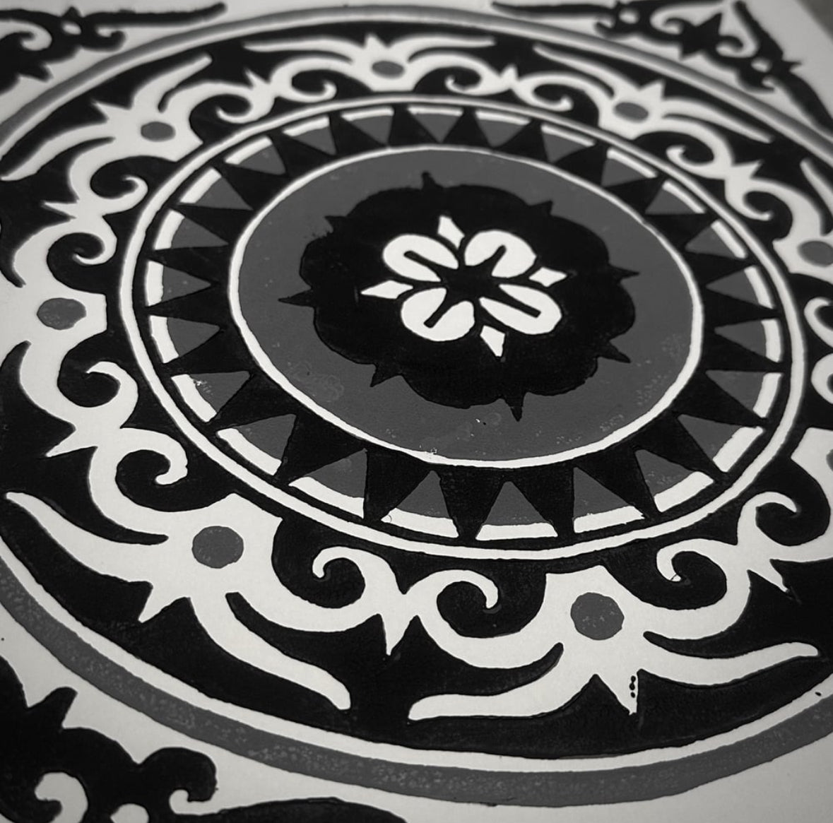 Two colors reduction lino cut