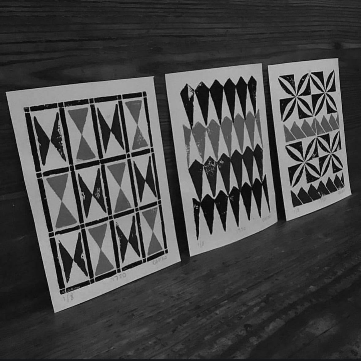 3 colour A5 Lino Print