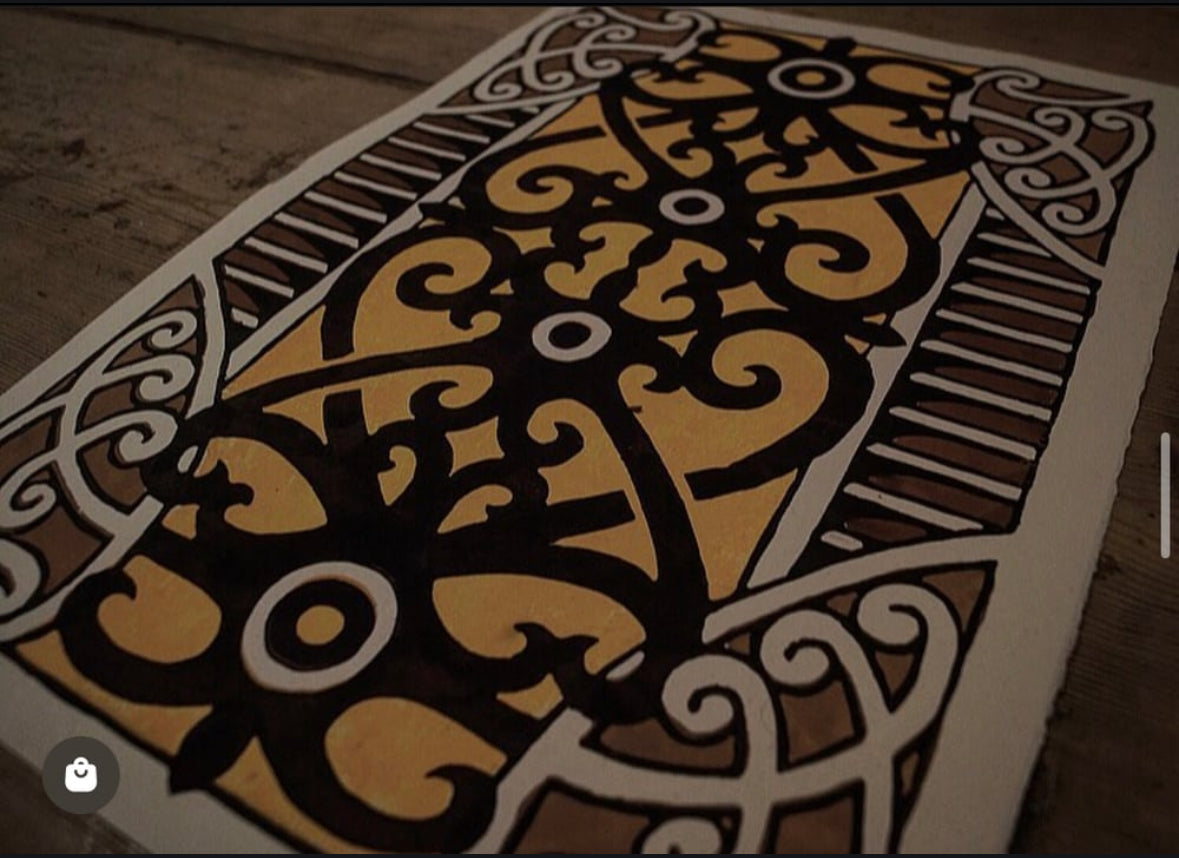 A3 4 colors reduction lino print